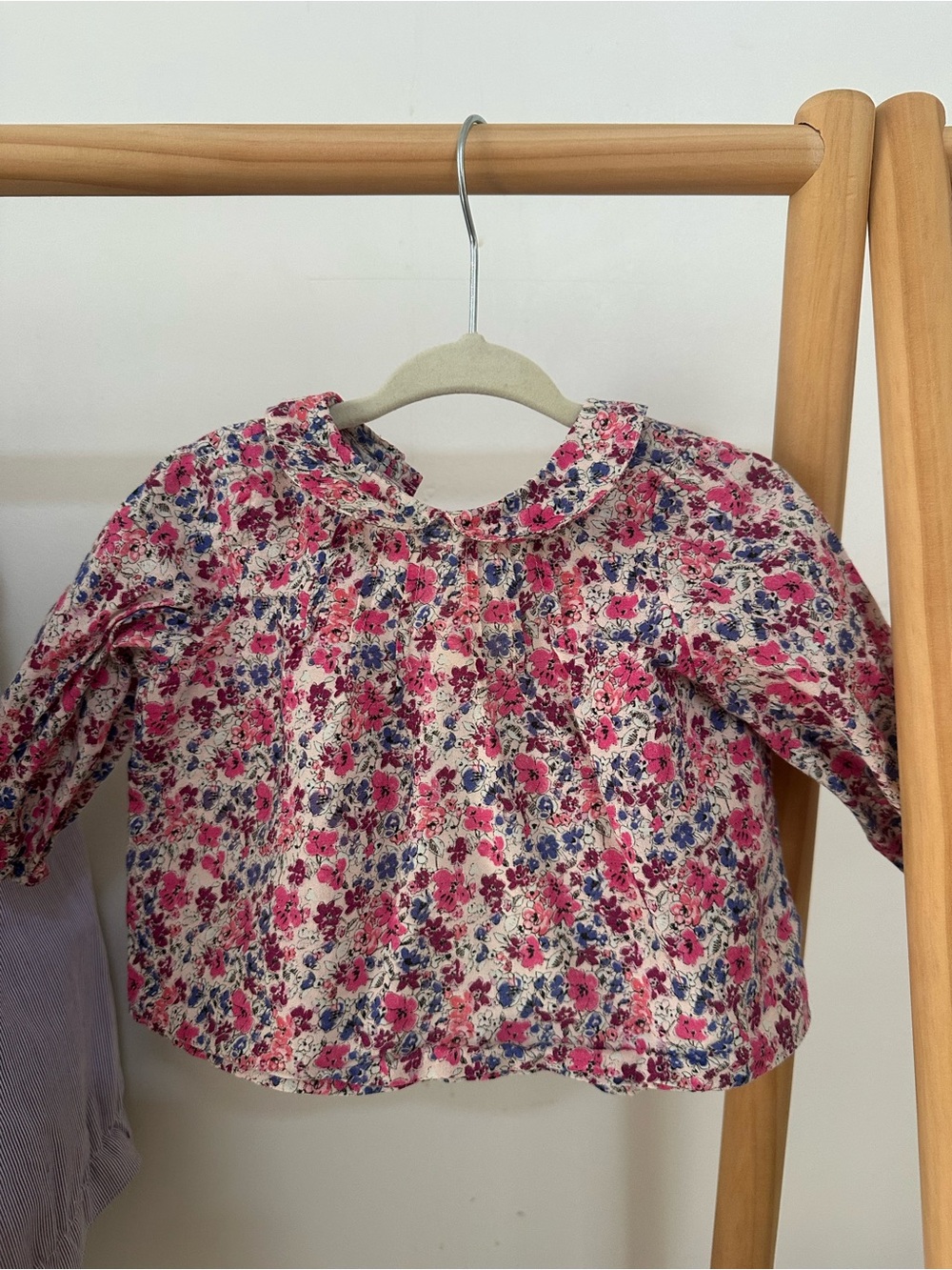 Bonpoint floral top Peter Pan collar liberty London pink purple 6m